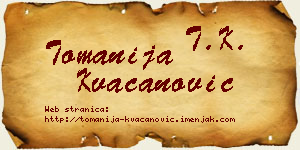 Tomanija Kvačanović vizit kartica